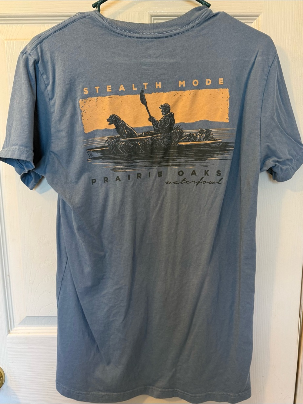 Prairie Oaks Stealth Mode Short-Sleeve Tee - Blue with Orange Graphic